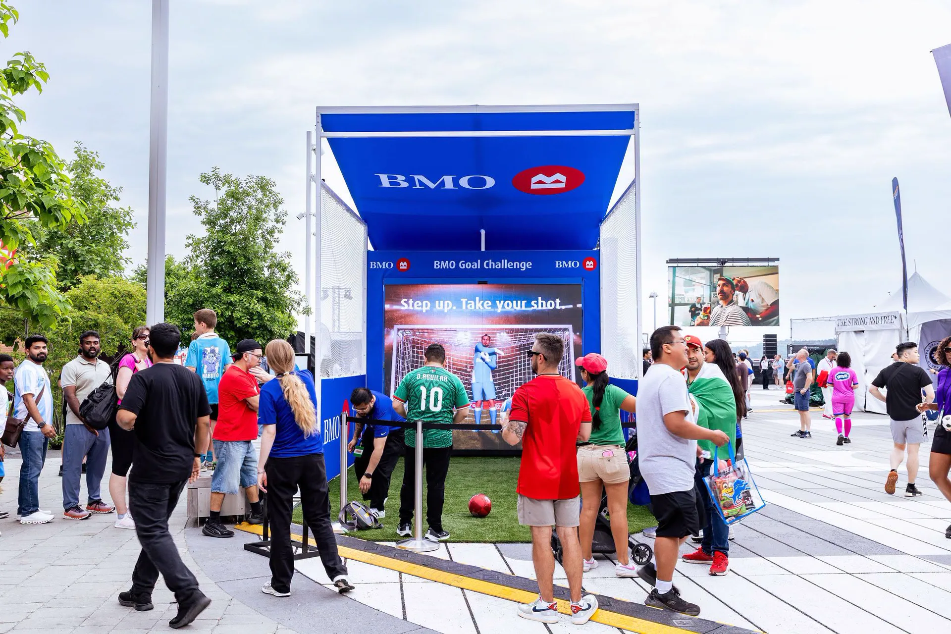 Digital goalkeeper on the LED goal at the BMO Goal Challenge fan zone